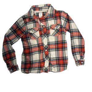 Carters Totally Awesome Plaid Flannel Button Up Long Sleeve  5 Toddler